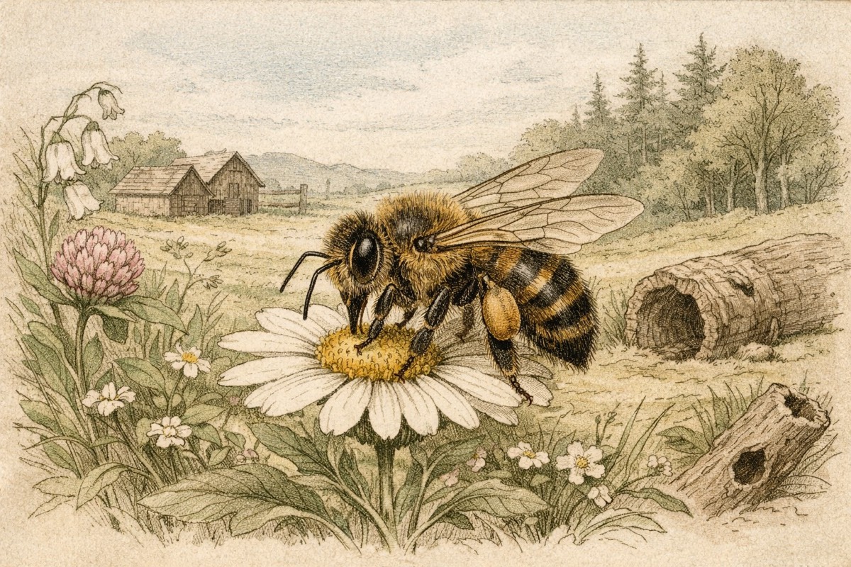 Bee illustration for wildlife facts page