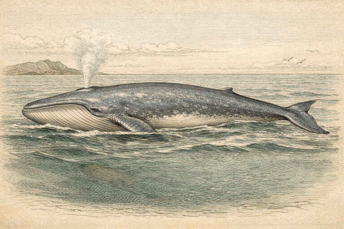Blue Whale illustration for wildlife facts page