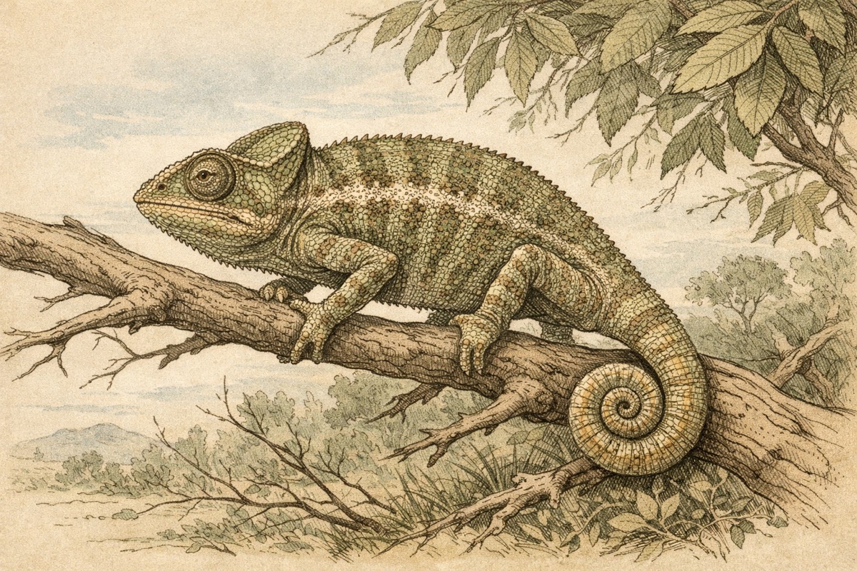 Chameleon illustration for wildlife facts page