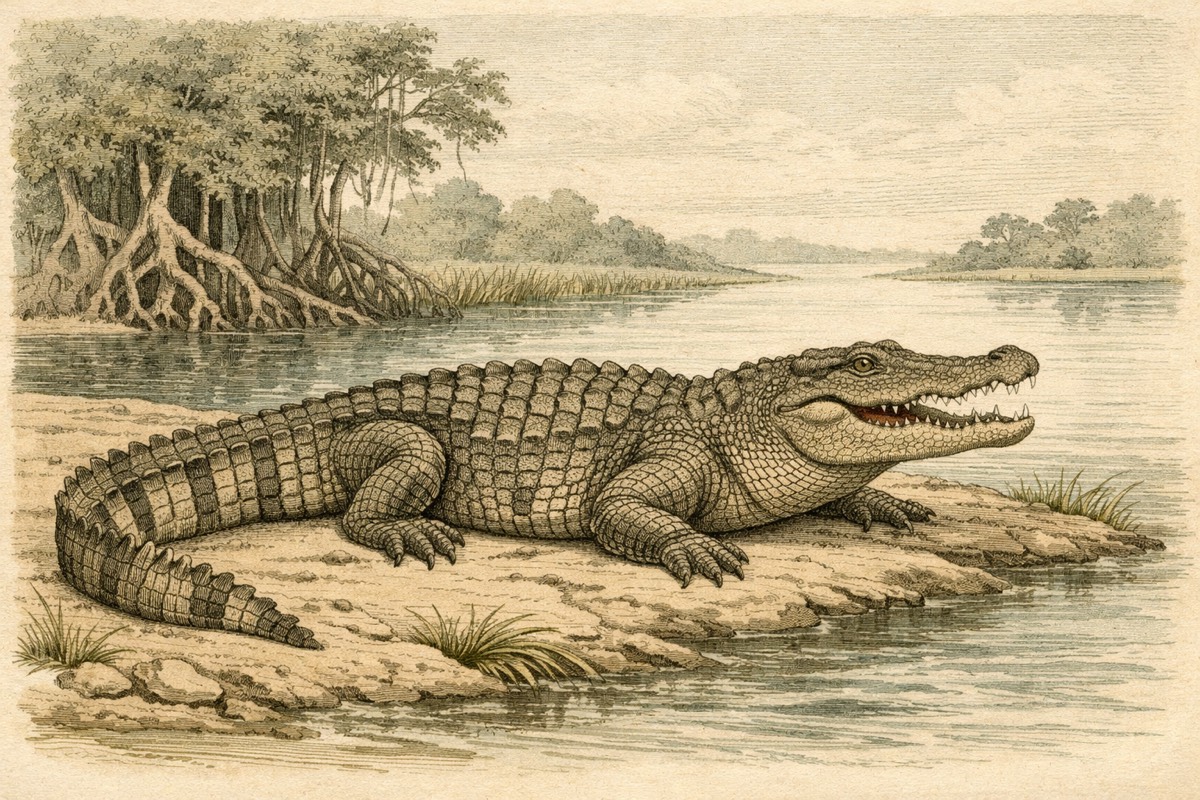 Crocodile illustration for wildlife facts page