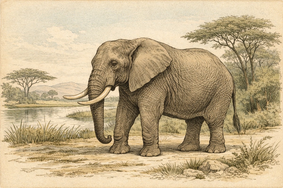 Elephant illustration for wildlife facts page