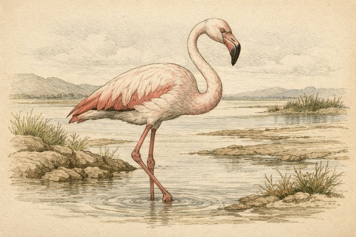 Flamingo illustration for wildlife facts page