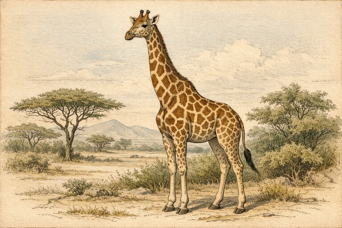 Giraffe illustration for wildlife facts page