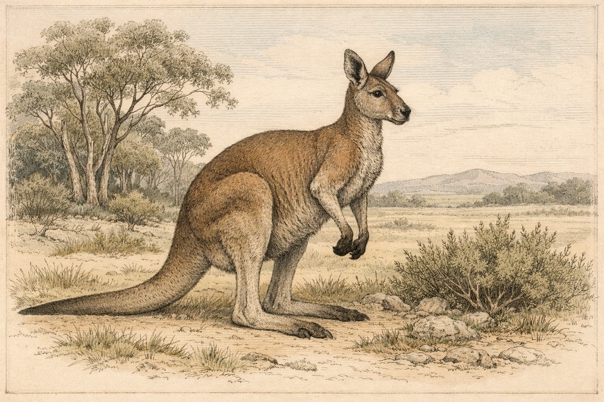 Kangaroo illustration for wildlife facts page