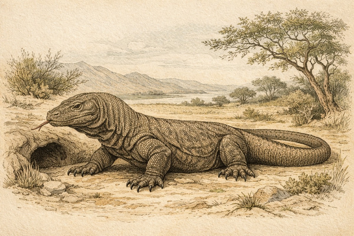 Komodo Dragon illustration for wildlife facts page