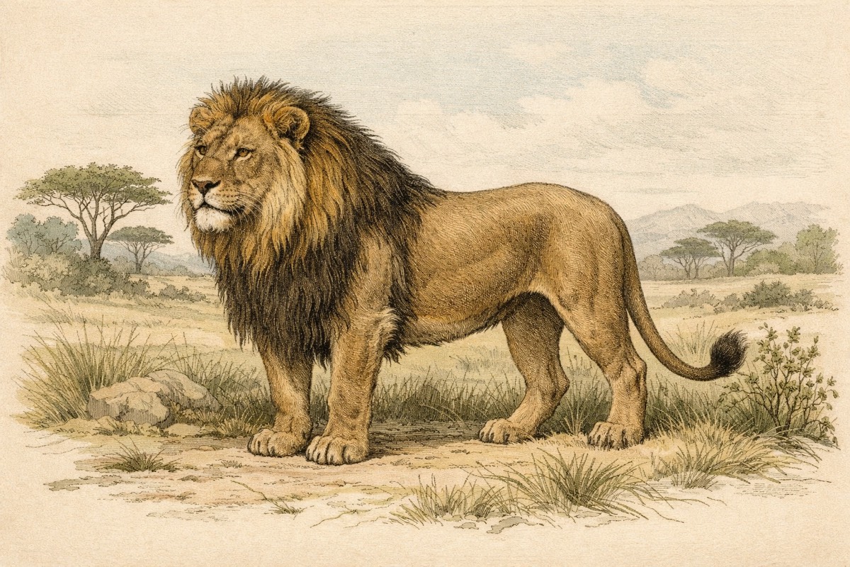 Lion illustration for wildlife facts page