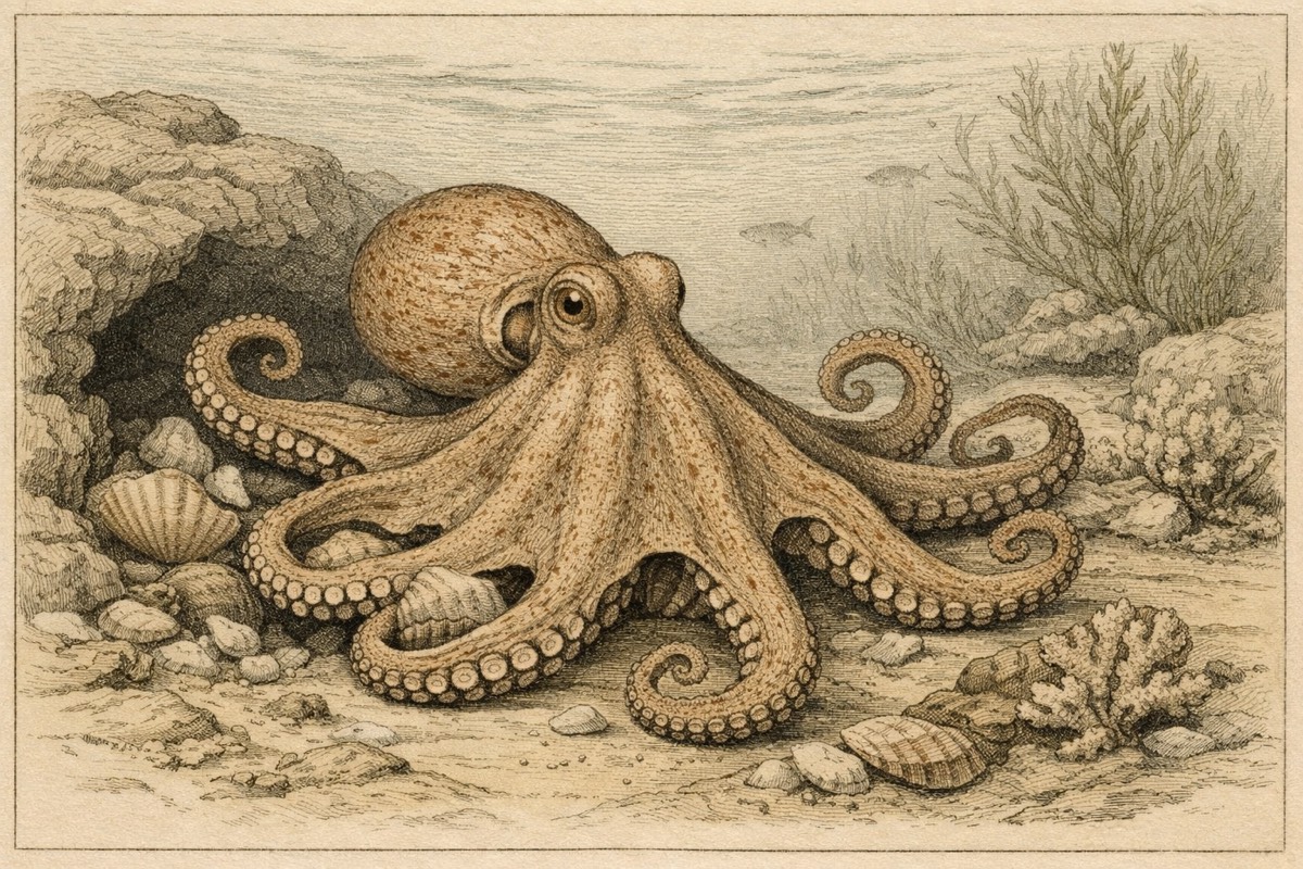 Octopus illustration for wildlife facts page