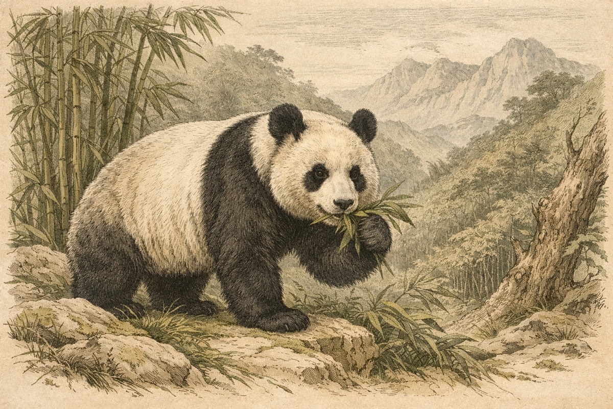 Panda illustration for wildlife facts page