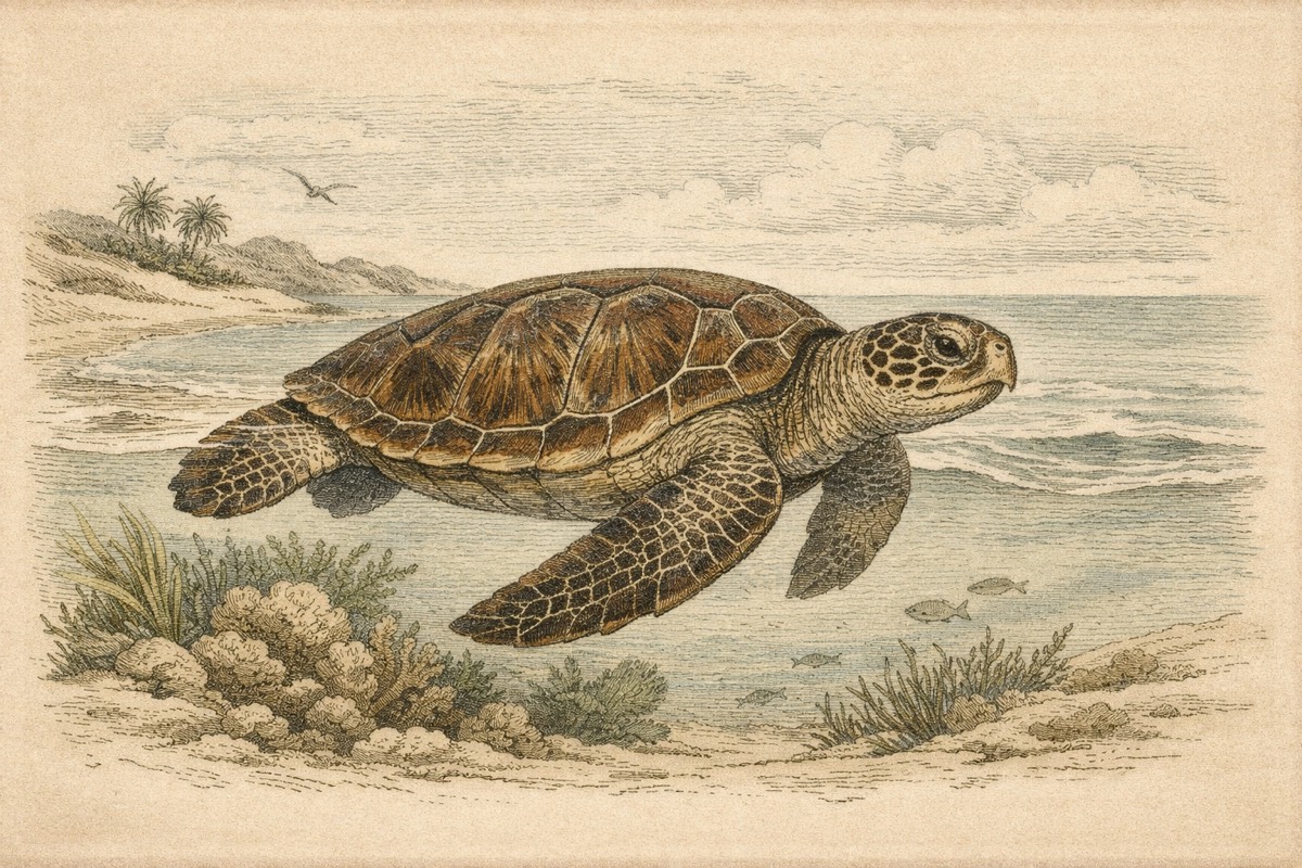 Sea Turtle illustration for wildlife facts page