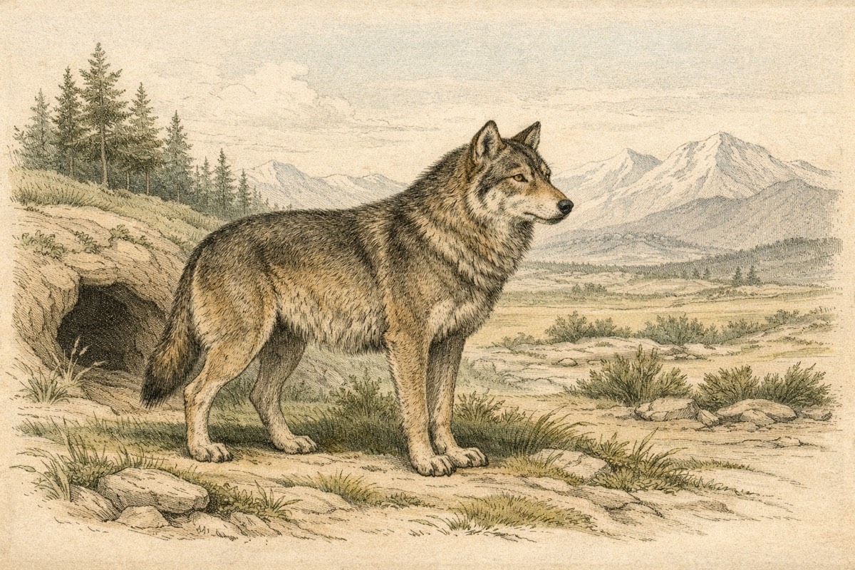 Wolf illustration for wildlife facts page
